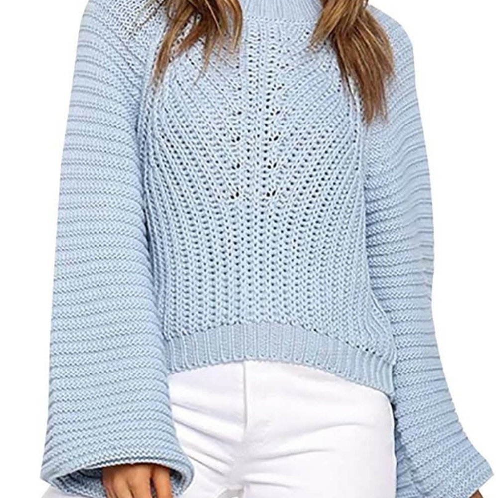 Lantern Sleeve Crop Sweater - Picture 5 of 9